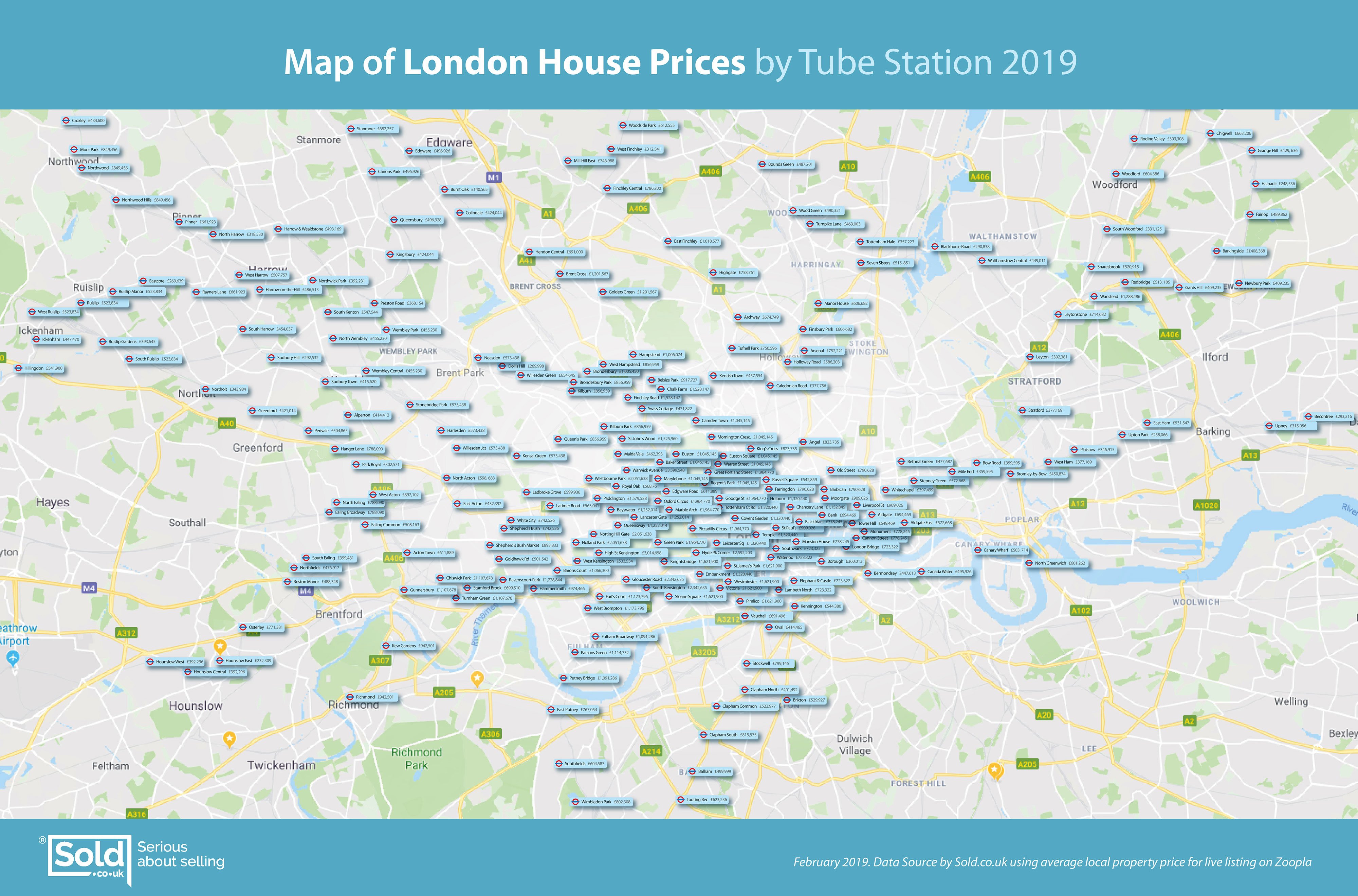 London House Price Map London Property Price Map SOLD CO UK